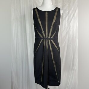 Vera Wang Women's Black Sheath Dress Shear Design With Nude Lining